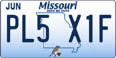 MO license plate PL5X1F