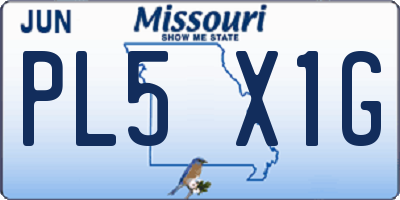 MO license plate PL5X1G