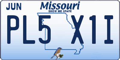 MO license plate PL5X1I