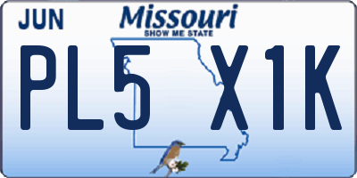 MO license plate PL5X1K