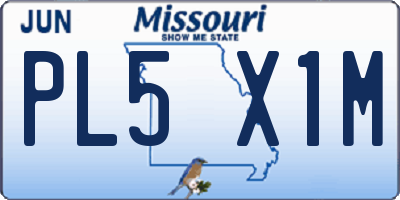 MO license plate PL5X1M