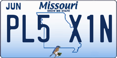 MO license plate PL5X1N