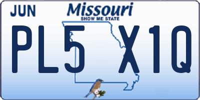 MO license plate PL5X1Q