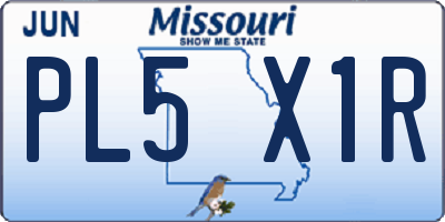 MO license plate PL5X1R