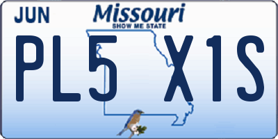 MO license plate PL5X1S