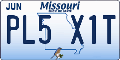 MO license plate PL5X1T