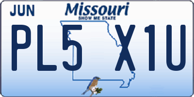 MO license plate PL5X1U