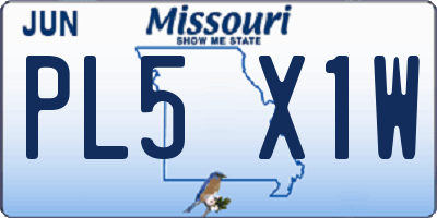 MO license plate PL5X1W