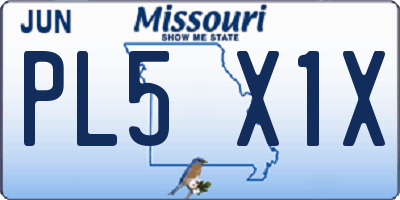 MO license plate PL5X1X
