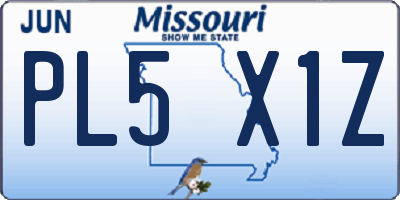MO license plate PL5X1Z