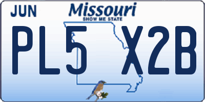 MO license plate PL5X2B