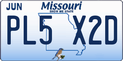 MO license plate PL5X2D