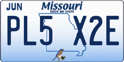 MO license plate PL5X2E