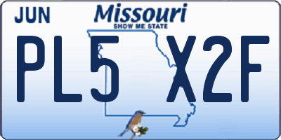 MO license plate PL5X2F