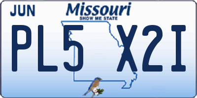 MO license plate PL5X2I