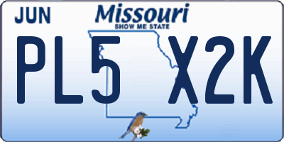 MO license plate PL5X2K