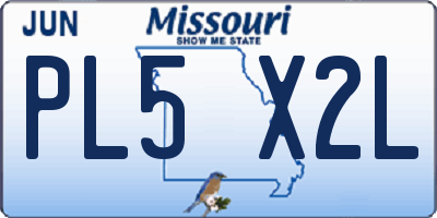 MO license plate PL5X2L