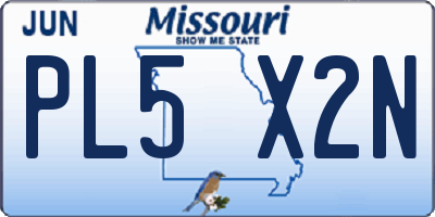 MO license plate PL5X2N