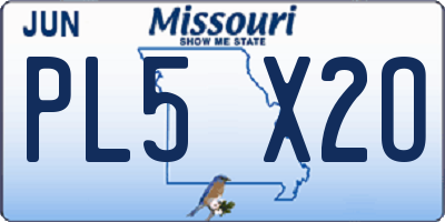 MO license plate PL5X2O