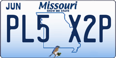 MO license plate PL5X2P
