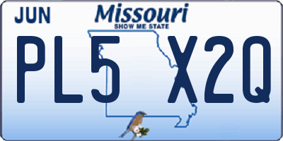 MO license plate PL5X2Q