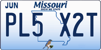 MO license plate PL5X2T