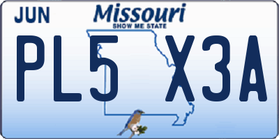 MO license plate PL5X3A