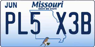 MO license plate PL5X3B
