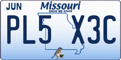 MO license plate PL5X3C