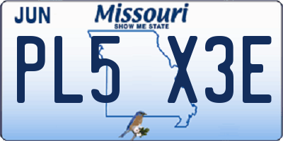 MO license plate PL5X3E