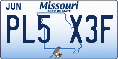 MO license plate PL5X3F