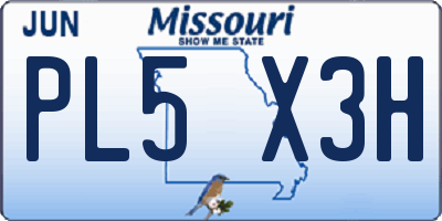 MO license plate PL5X3H
