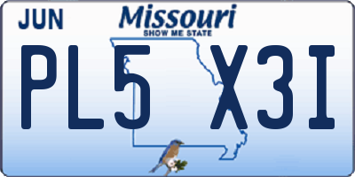MO license plate PL5X3I