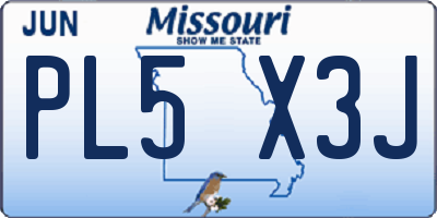 MO license plate PL5X3J