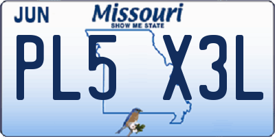 MO license plate PL5X3L