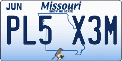 MO license plate PL5X3M