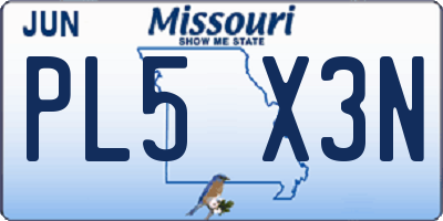 MO license plate PL5X3N