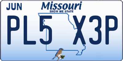 MO license plate PL5X3P