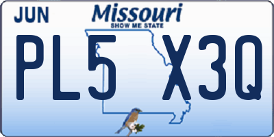 MO license plate PL5X3Q