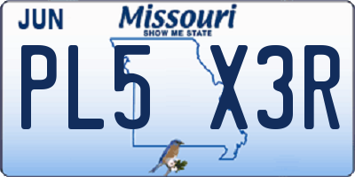 MO license plate PL5X3R