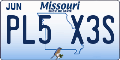MO license plate PL5X3S