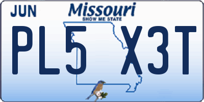 MO license plate PL5X3T