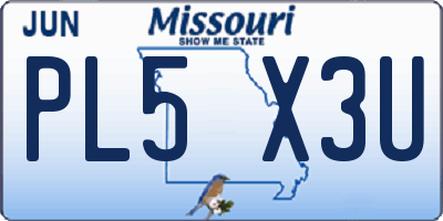 MO license plate PL5X3U