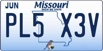 MO license plate PL5X3V