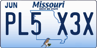 MO license plate PL5X3X