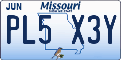 MO license plate PL5X3Y