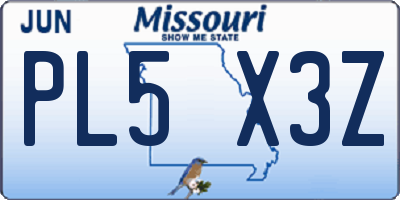 MO license plate PL5X3Z