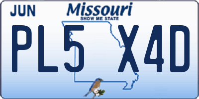 MO license plate PL5X4D