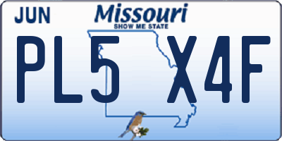 MO license plate PL5X4F