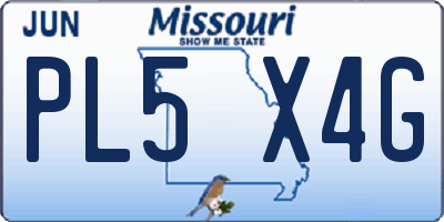 MO license plate PL5X4G